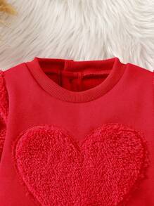 Bebé niña Vestido con patrón de corazón - Rojo - Ver 4