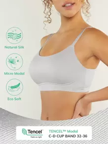 LUVLETTE 全覆盖无线莫代尔真丝文胸 - 灰色 - 查看 11