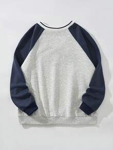 SHEIN EZwear 大碼字母刺繡插肩袖運動衫 - 彩色 - 查看 4