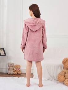 青少年女孩簡約風格3入組睡衣套裝 - 粉色 - 查看 2