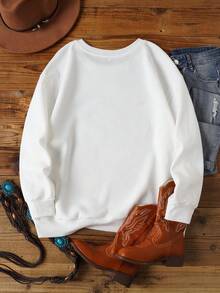 SHEIN EZwear 大碼運動衫 - 白色 - 查看 2