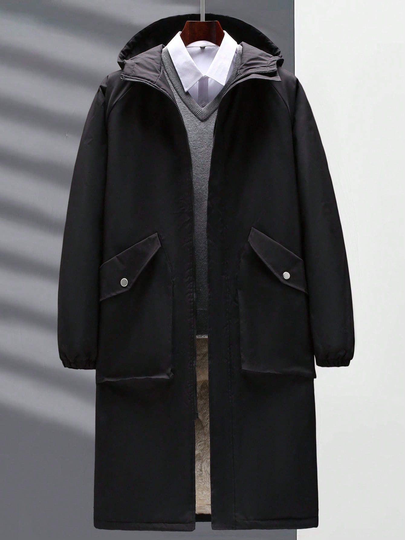 Manfinity Homme معطف رجالي فضفاض مبطن بالحرارة مع...