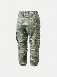 SHEIN Explorewe 男小童迷彩印花翻蓋口袋工裝牛仔褲