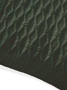 Manfinity Homme 男士素色V領加絨內裏套頭毛衣 - 軍綠色 - 查看 7