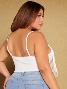 SHEIN SXY Talla grande Top de tirantes ribete con fleco