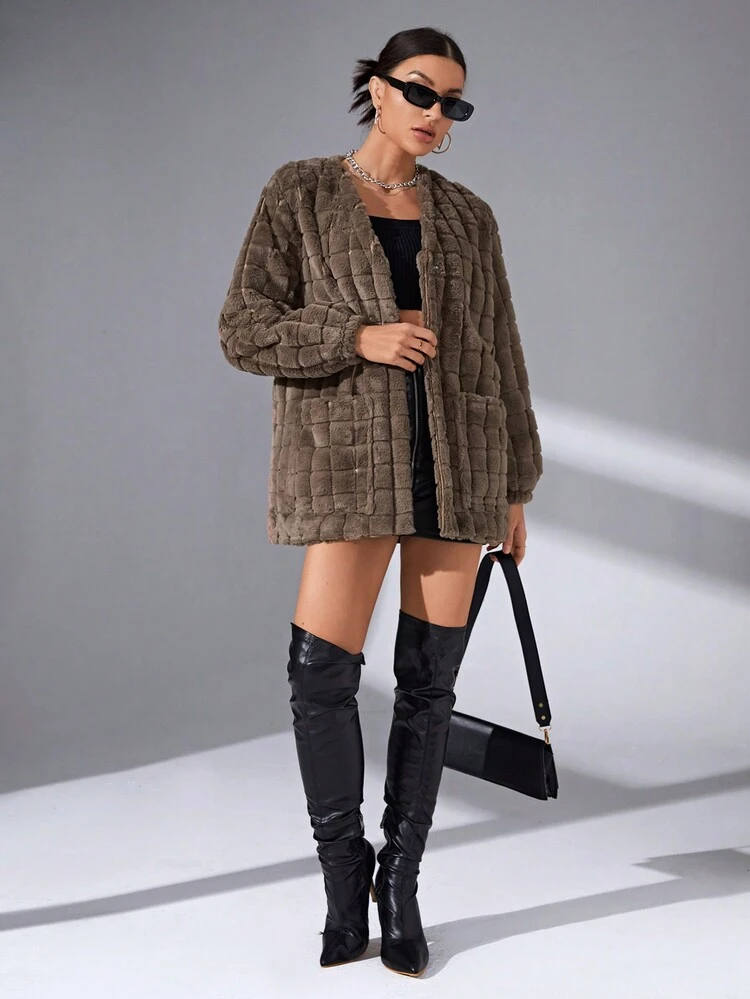 Women's Plush Button-front Cardigan