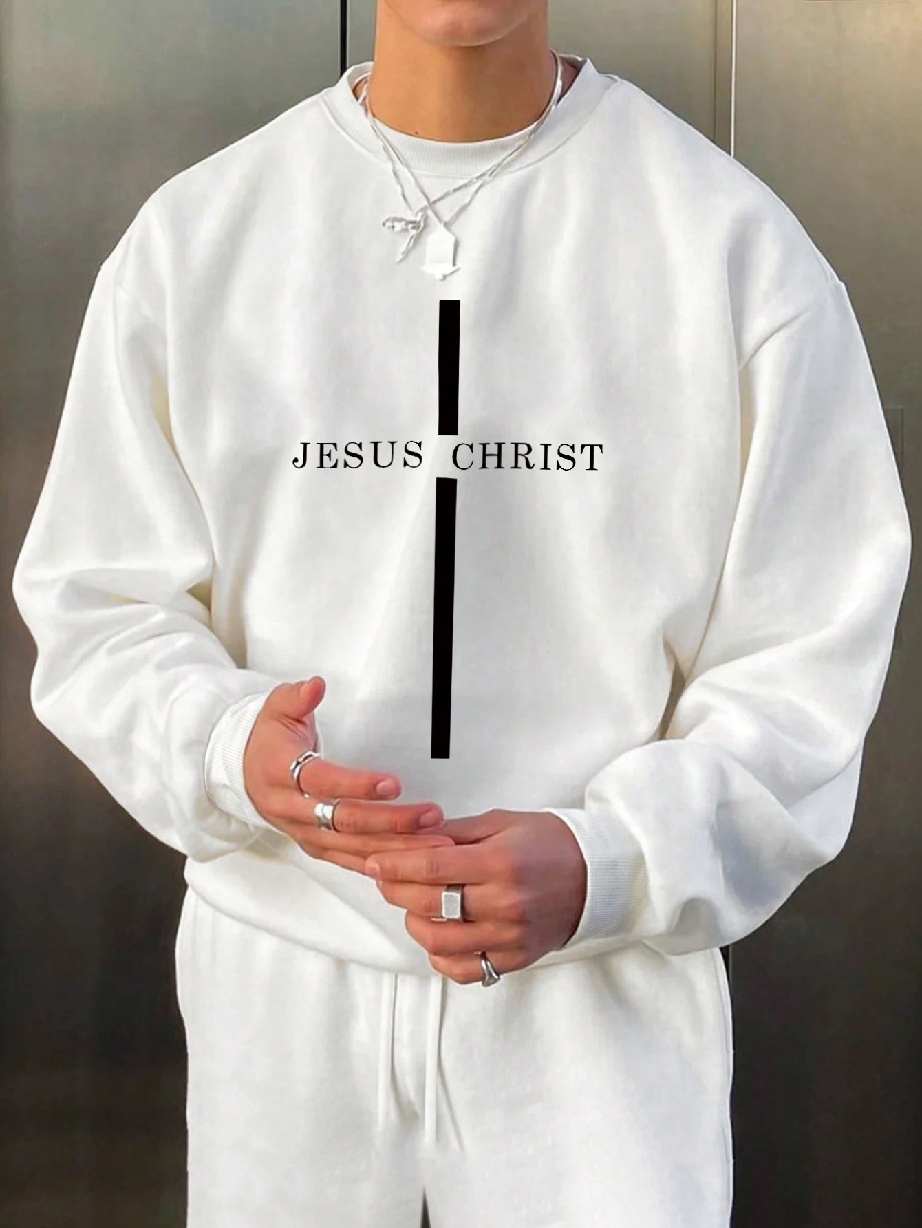 Manfinity Dauomo Men Letter Graphic Drop Shoulder Sweatshirt