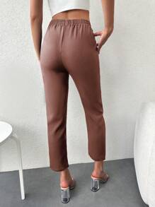 Drawstring Waist Slant Pocket Pants