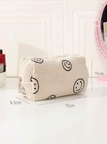 灯芯绒旅行化妆包，1 件轻便多功能防水化妆品收纳包手提包沐浴淋浴钱包袋便携式化妆品刷收纳包带拉链封口适用于口红、刷子、护肤品、手机、硬币、小物品，适合家庭、旅行、度假和学校使用，化妆包化妆袋护肤包收纳化妆品收纳盒化妆盒 - 彩色 - 查看 2