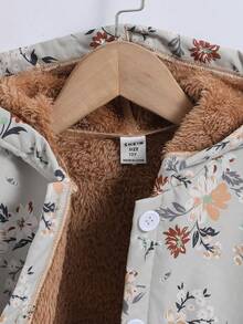 SHEIN 女大童印花毛茸茸內襯連帽外套 - 彩色 - 查看 4