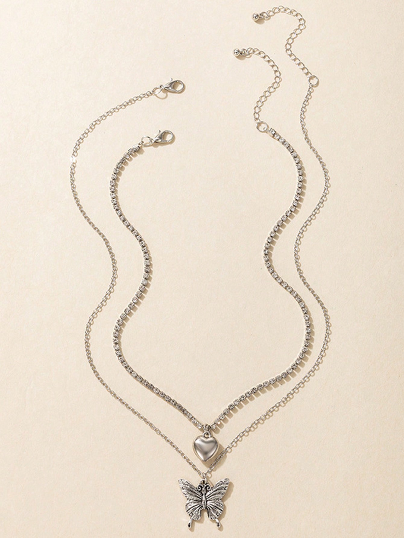 Our Fairycore 2pcs Women's Butterfly & Heart Shaped Pendant