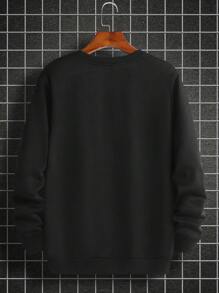 Manfinity Homme Men Plus Slogan Graphic Thermal Sweatshirt - Black - View 2