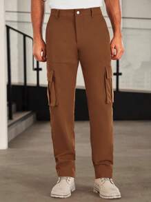 Manfinity VCAY Men Flap Pocket Side Cargo Pants - Brown - View 3