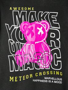 Manfinity RebelGame Nam In Gấu áo có mũ Giải trí Áo nỉ - màu đen - Xem 4