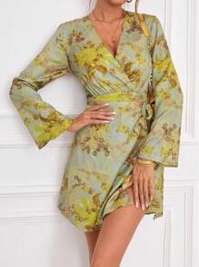 GENKIRA 印花側打結圍裹連衣裙 - 彩色 - 查看 4