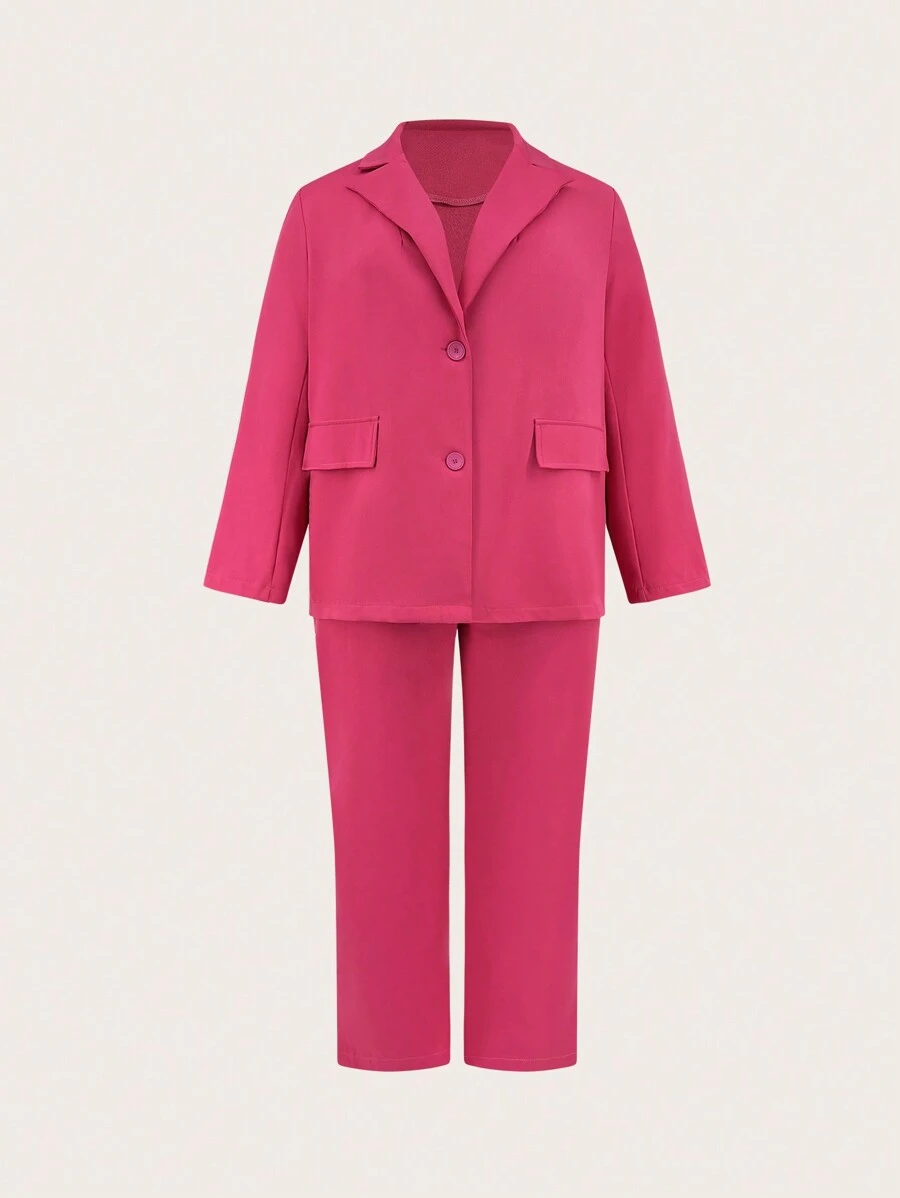 Flirla 大碼西裝領西裝外套和褲子