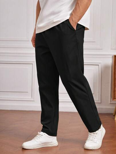 EASEVO 男士加大码纯色斜插口袋长裤，秋季，情侣装