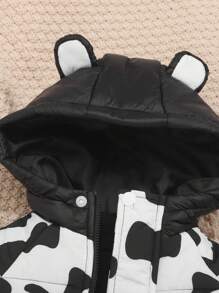 SHEIN Áo khoác và quần độn có mũ in hình con bò 3D thiết kế tai cho bé trai - Nhiều màu - Xem 4