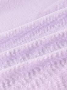 SHEIN ICON 側抽繩不對稱下擺網紗抹胸上衣 - 紫丁香色 - 查看 3