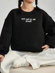 Skull & Slogan Graphic Drop Shoulder Sweatshirt - Black - View 4