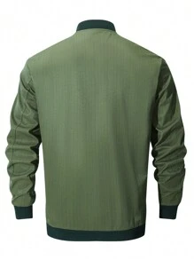 Manfinity Homme Men Zip Up Bomber Jacket - Army Green - View 2