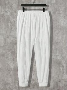 GENTILAND Nam Chất rắn Hoodie & Eo dây rút Quần thể thao - trắng - Xem 3