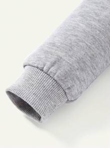 Cozy Pixies Đứa bé trai Đồ họa Chữ cái Khóa kéo một phần tư Áo len & Quần nỉ - Xám - Xem 4