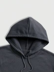 ROMWE MEN Goth 男士口號印花連帽運動衫 - 灰色 - 查看 4