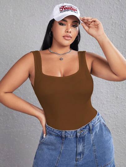 CovetEZ Plus Solid Tank Bodysuit