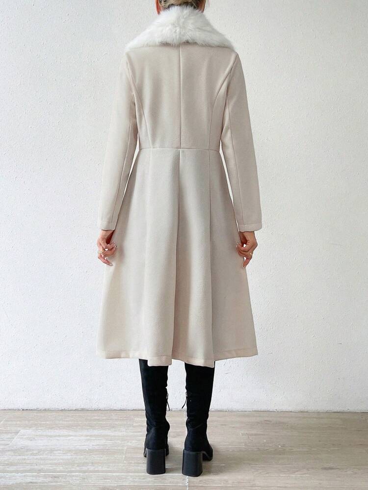 Borg Collar Open Front Overcoat