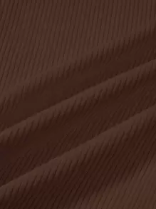 SHEIN MOD Solid Corduroy Straight Leg Brown Patch Pocket Pants - Rust Brown - View 4