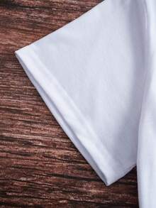 SHEIN EZwear Christmas Print Tee - White - View 4