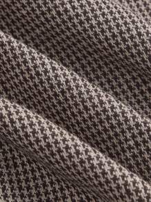 SHEIN MOD In Houndstooth Nút phía trước Đầm Tổng thể Without Tee - màu nâu - Xem 3