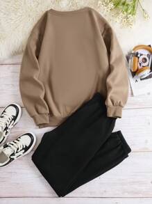 SHEIN 女士花卉印花運動套裝(毛衣和運動長褲) - 彩色 - 查看 2