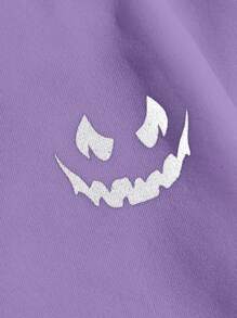 Manfinity RebelGame 宽松男士花卉与字母印花保暖内衬连帽衫 - 紫色 - 查看 3