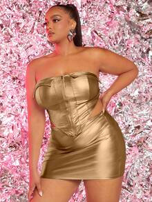 SHEIN SXY Hơn Chất rắn Viền khăn tay Ống ngọn - Vàng - Xem 4