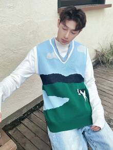 Manfinity Hypemode 男士卡通圖案毛衣背心不帶T恤 - 彩色 - 查看 5