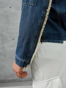 SHEIN Manfinity Homme 男裝水洗牛仔夾克 - 中等水洗藍 - 查看 6