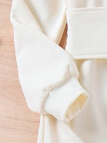 SHEIN Tween Girl Lace Up Front Drop Shoulder Hooded Sweatshirt Dress - Apricot - View 3