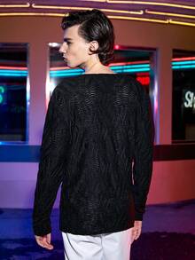 Manfinity AFTRDRK Nam Surplice cổ Viền không đối xứng Áo phông trơn - màu đen - Xem 2