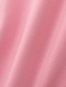 SHEIN Unity 拉鏈開襟落肩袖抽繩加絨內裏連帽衫 - 粉色 - 查看 8