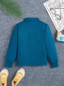 JUSTICE LEAGUE X SHEIN Chàng trai trẻ Chữ cái & Đồ họa hoạt hình Áo cao cổ Áo thun - Màu xanh hải quân - Xem 2