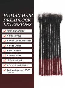 Crochet Human Hair Knotless Braids 4-12 Inch Options 0.6cm Diameter 10 Strands 100% Human Hair Dreadlock Extensions For Man/Women Hair Extensions - S1/99JB - View 2