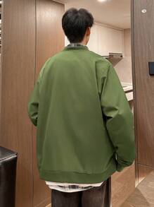 Claim Dot Chaqueta Bomber Holgada De Hombre Con Cremallera Y Hombros Caídos (no Incluye Una Camiseta) - Verde militar - Ver 2