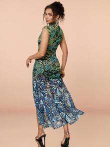 全印花開叉高衩裙 - 彩色 - 查看 2