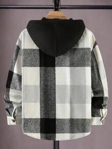 Manfinity Hypemode Nam In kẻ sọc Dây rút áo có mũ Áo khoác Without Tee - Đen và trắng - Xem 2