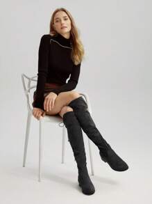 MOTF PREMIUM OVER-THE-KNEE BOOTS - Grey - View 5