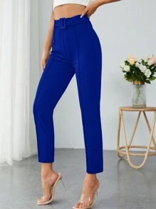 SHEIN PETITE Chất rắn Thắt lưng Quần skinny Quần - Xanh đậm - Xem 6