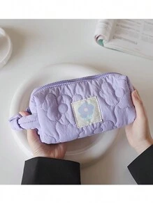 Túi đựng mỹ phẩm họa tiết hoa màu tím, Túi đựng mỹ phẩm màu kẹo Túi đựng đồ trang điểm để đựng đồ du lịch Hộp đựng đồ trang điểm Hộp đựng đồ trang điểm - Màu tím hoa cà - Xem 4