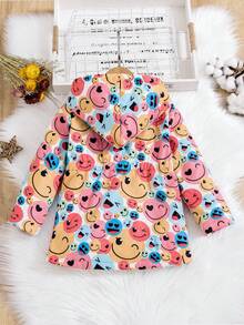 SHEIN 女小童卡通圖案毛絨內襯連帽外套